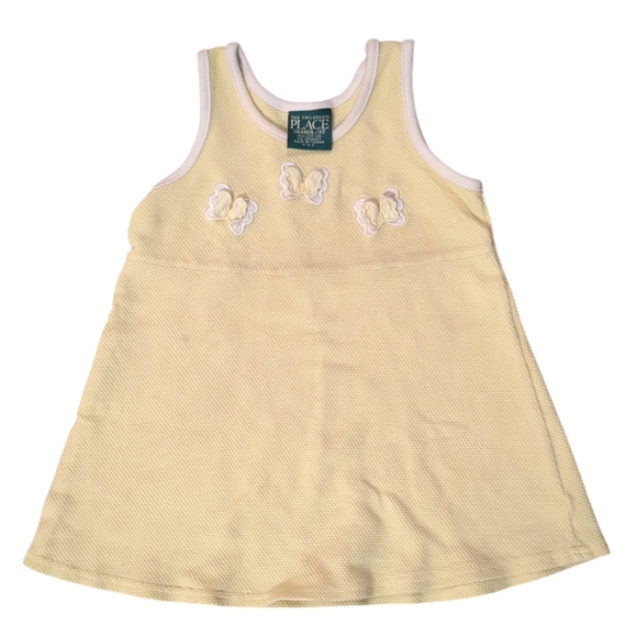 THE CHILDREN'S PLACE Yellow and White Textured Butterfly Summer Dress - Picture 1 of 4